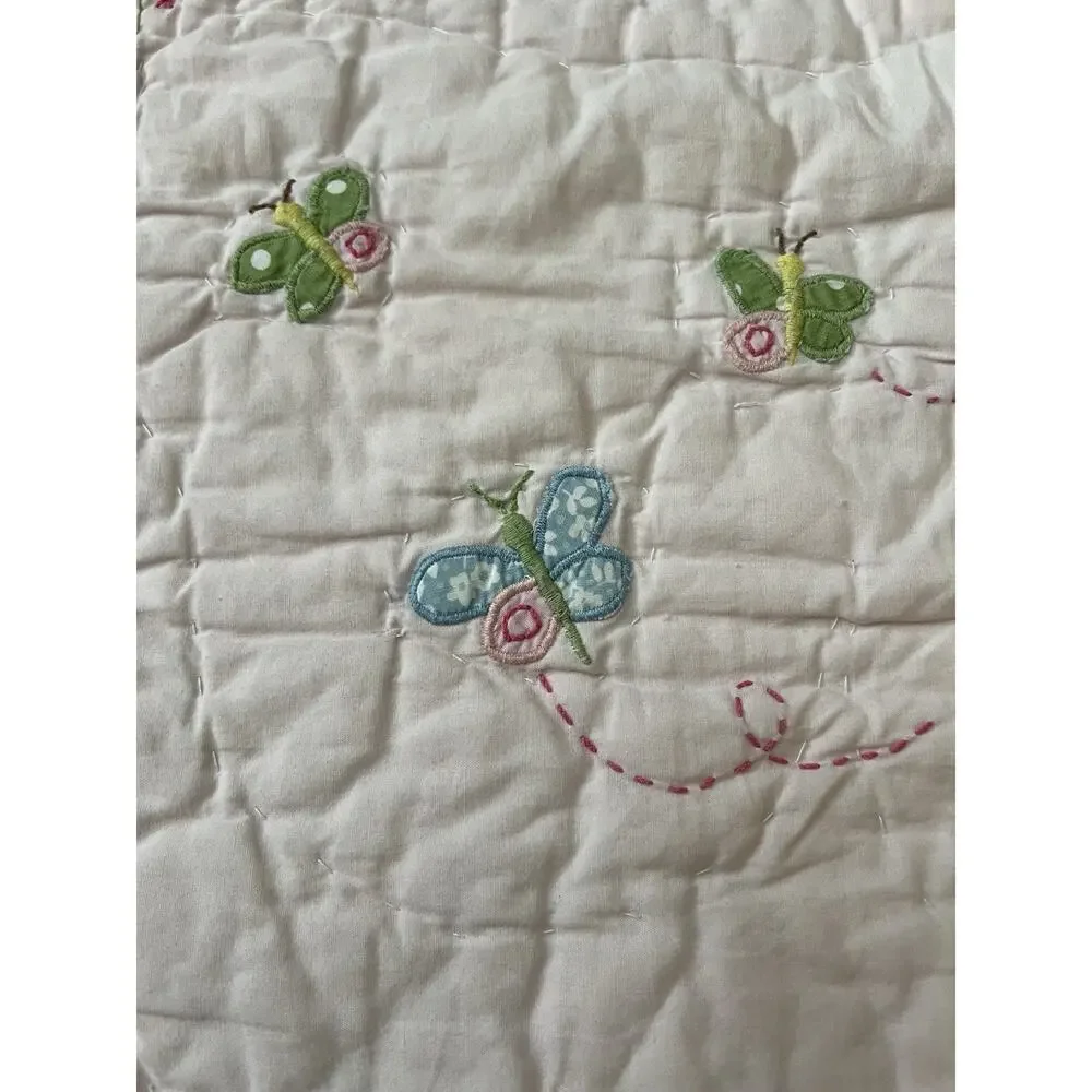 Pottery Barn Kids Quilted Cotton Blanket Comforter‎ Birds Butterflies 48